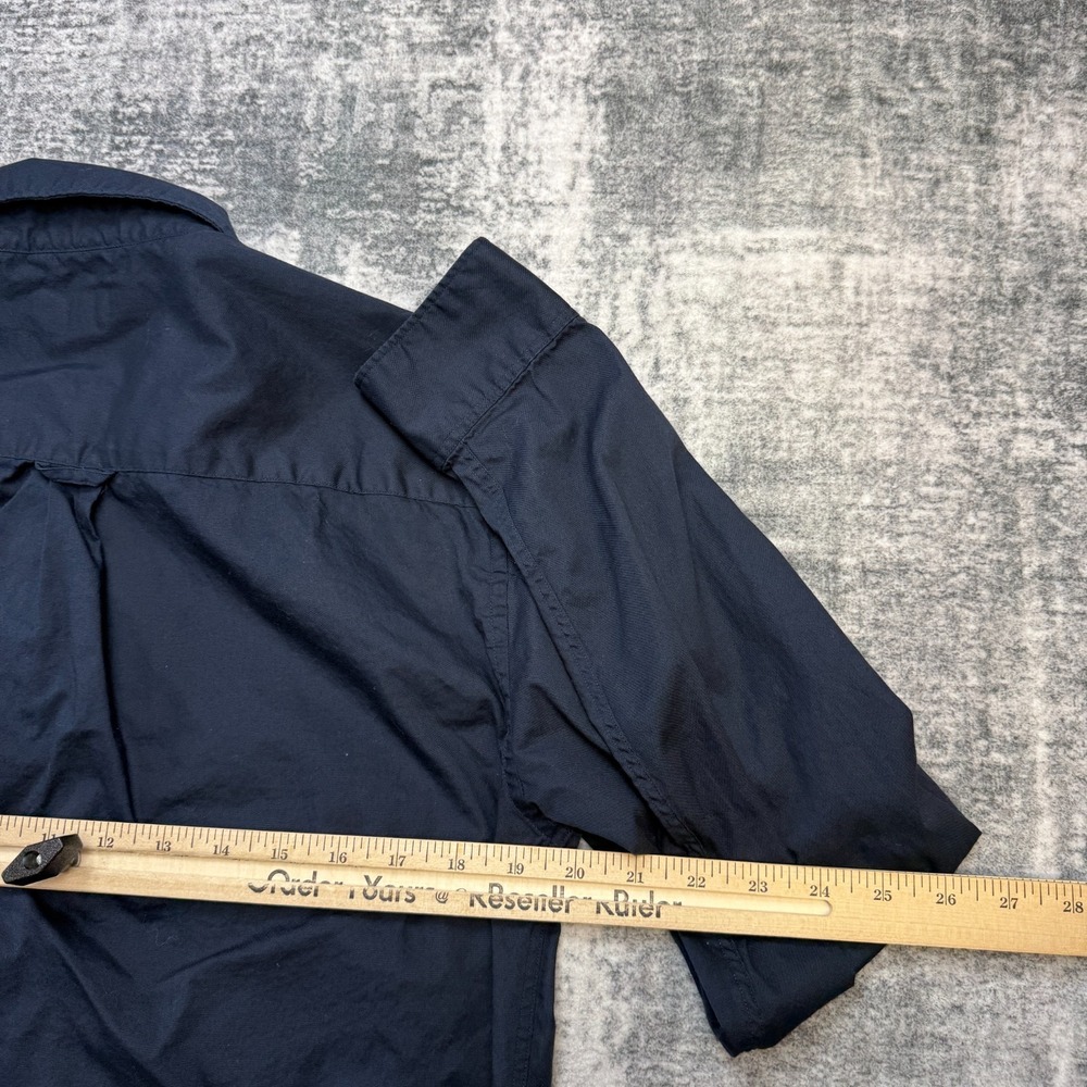 AllSaints Redondo Shirt Mens Medium Dark Navy Button Down Ramskull Quiet Luxury - Picture 7 of 9